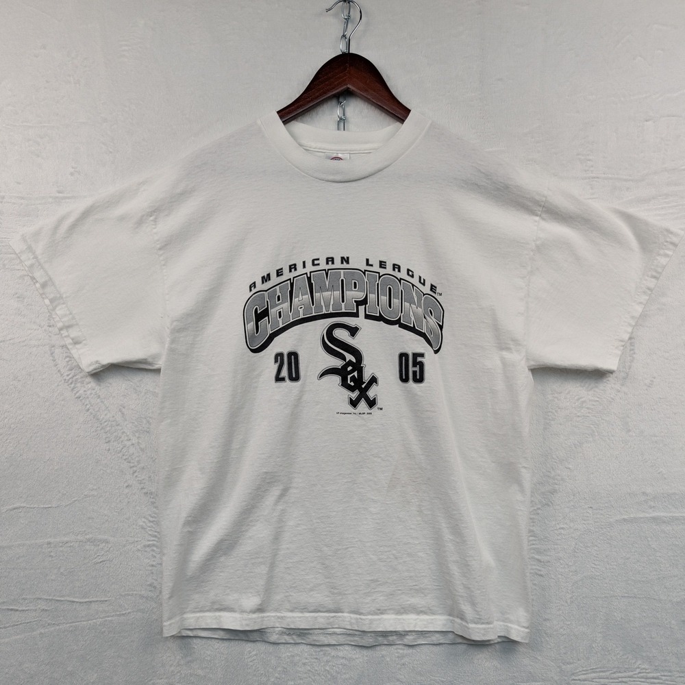 VTG Delta T-Shirt Men's Large White Chicago White Sox 2005 AL Champions MLB Y2K